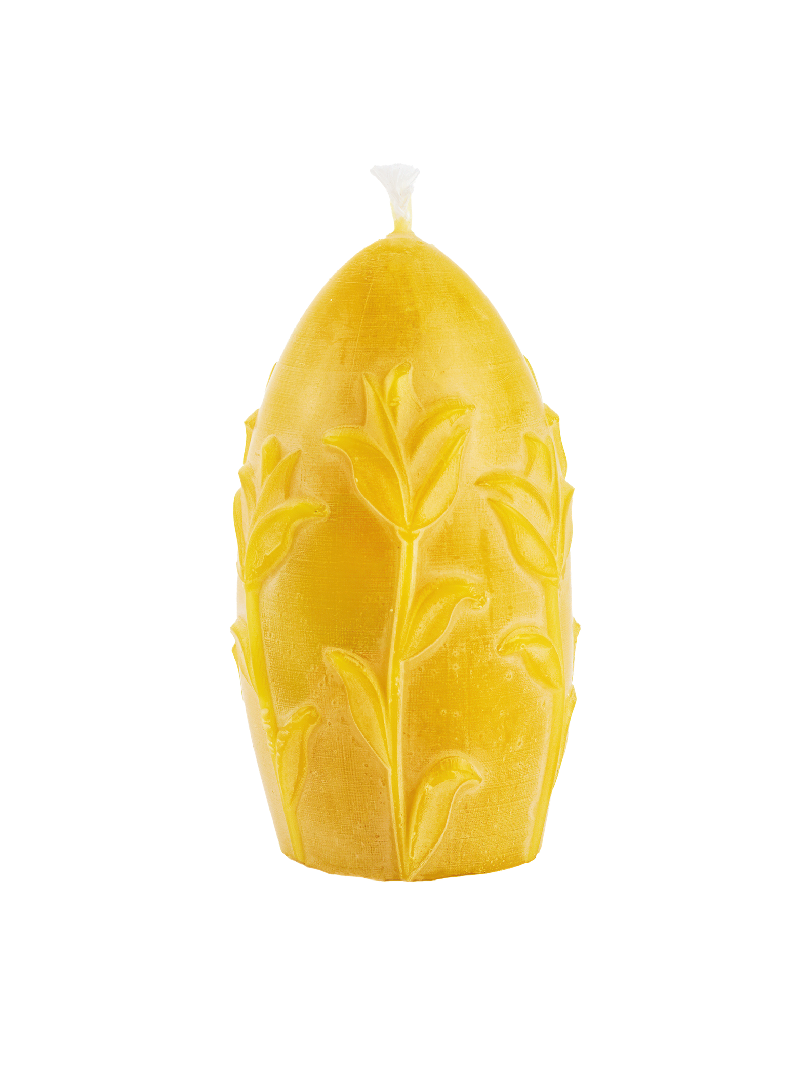 Natural wax candle "Egg with tulips"